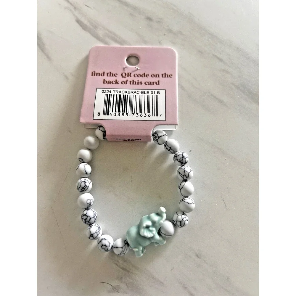 Simply Southern Conserve & Protect Tracking Lion Bracelet White Marbled Stones 7